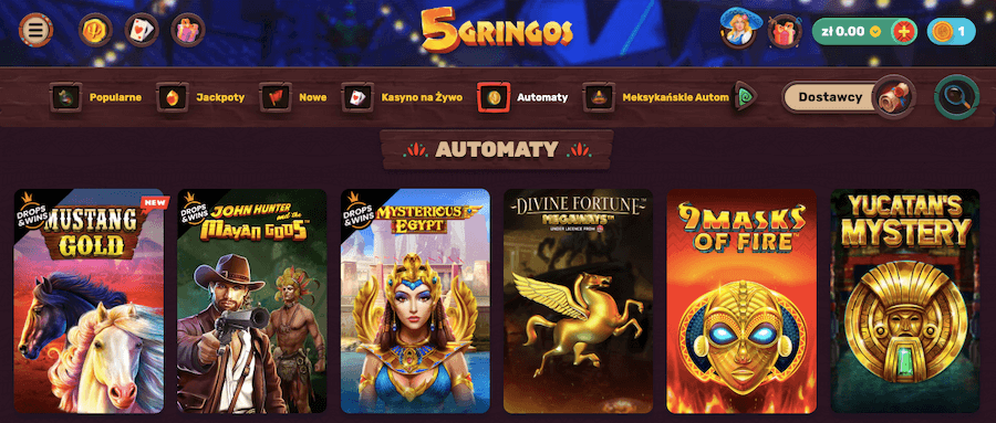 Automaty w kasynie 5Gringos