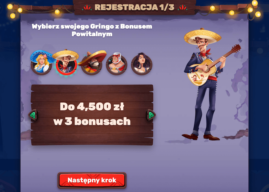 Rejestracja w kasynie 5Gringos