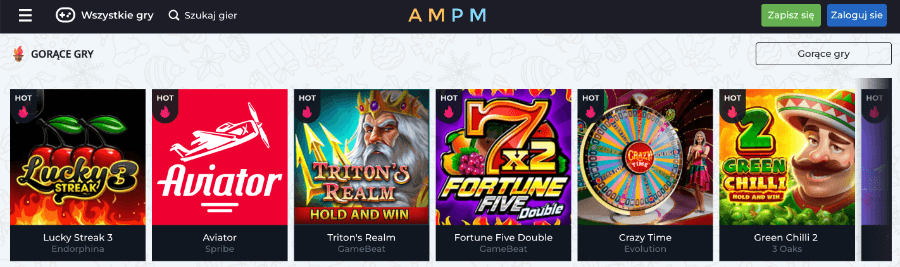 Gry w AMPM Casino