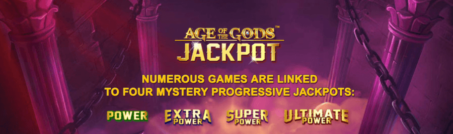 grafika przedstawia 4 opcje jackpotu w grze Age of the Gods.