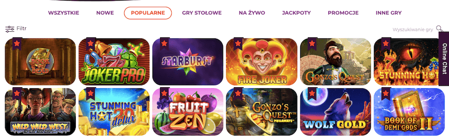 Wybór slotów w AllRight Casino