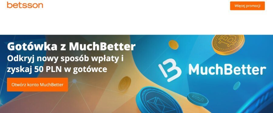 MuchBetter promocja 50 zł na grę w betsson.
