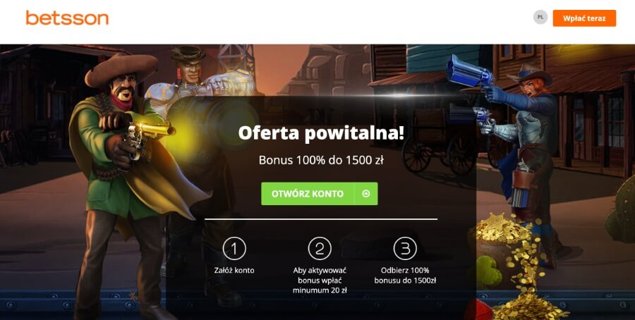 Kasyno Betsson - bonus powitalny z minimalną wpłatą 20 PLN