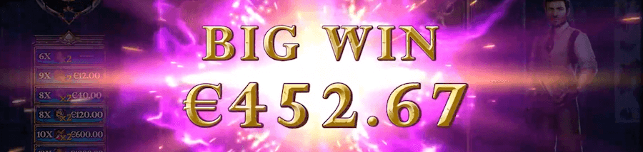 Grafika przedstawia napis Big Win z wygraną 452 euro!