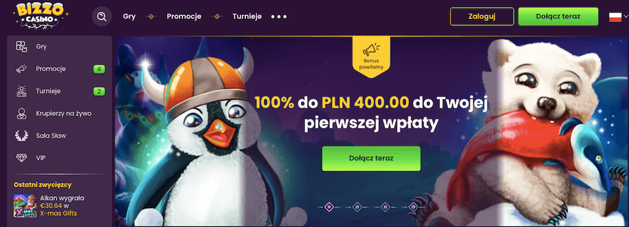 Bizzo Casino Bonus powitalny dla nowych graczy