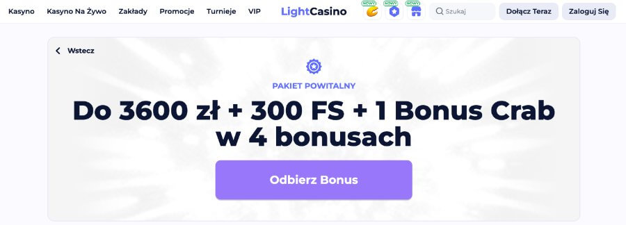 Bonus powitalny w Light Casino