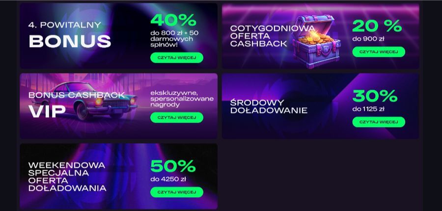 Bonusy w kasynie Glitch Spin