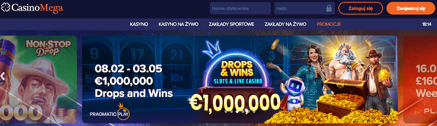 CasinoMega przyznaje bonusy na kasyno na zywo