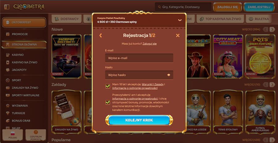 cleobetra rejestracja 1/2