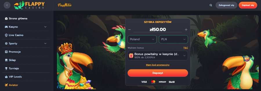 Flappy Casino - strona główna