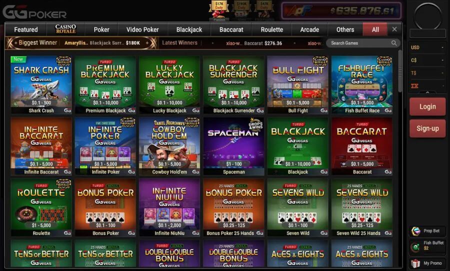 GGPoker Casino gry stołowe