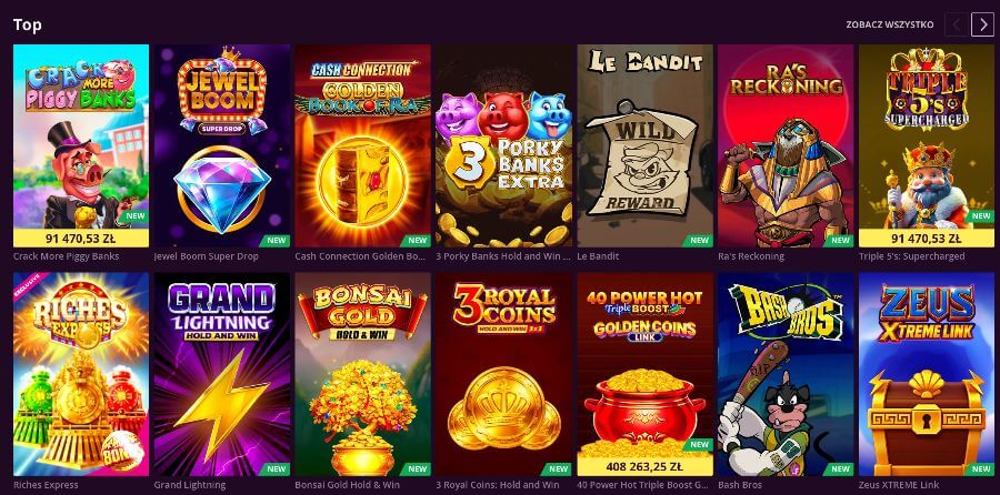 Gry dostępne w Malina Casino