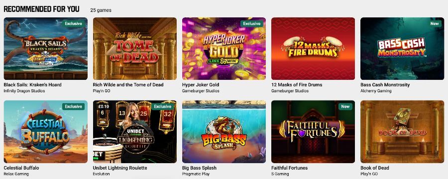 Gry dostępne w kasynie Unibet