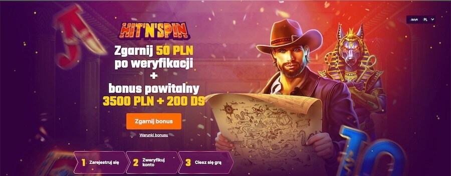 Hit'n'spin bonus bez depozytu