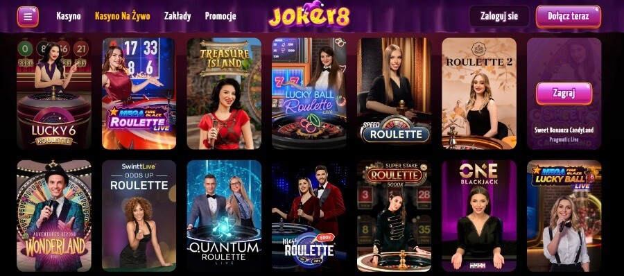 Gry na żywo w kasynie Joker8.