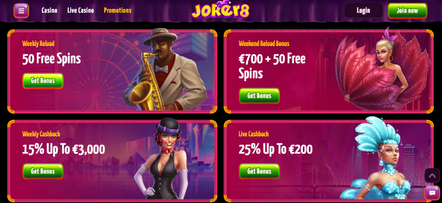Joker8 – pozostałe bonusy