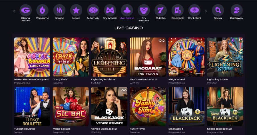 Kasyno na żywo w kasynie Glitch Spin