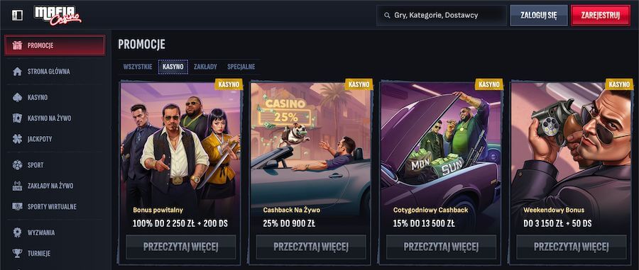 Mafia Casino promocje i bonusy kasynowe