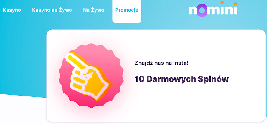 10 darmowych spinów w kasynie Nomini