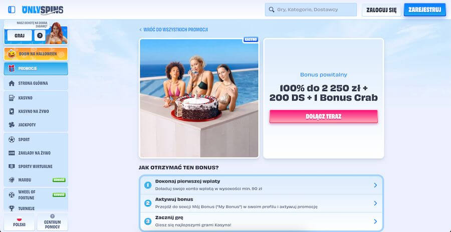Onlyspins bonus powitalny