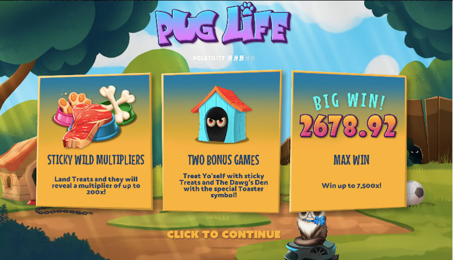 Strona startowa slotu Pug Life.