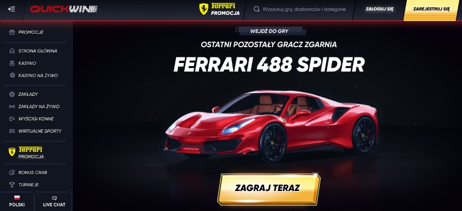 Ferrari do wygrania w kasynie QuickWin