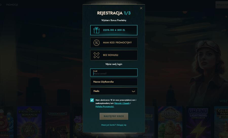 Rejestracja konta w kasynie Dolly Casino