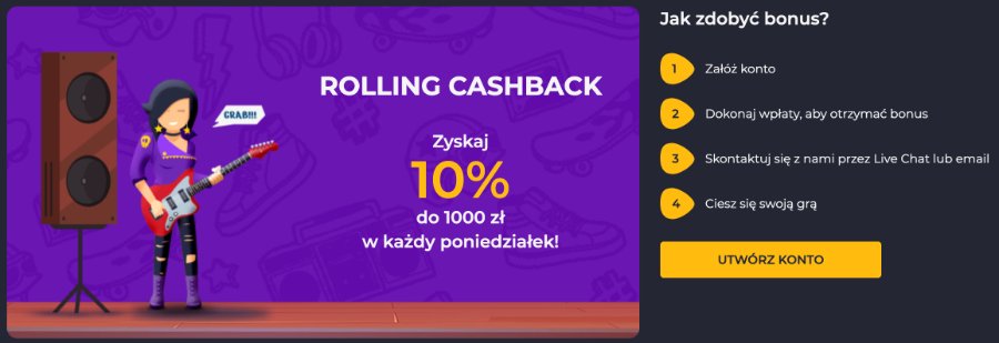 Cashback w kasynie RollingSlots