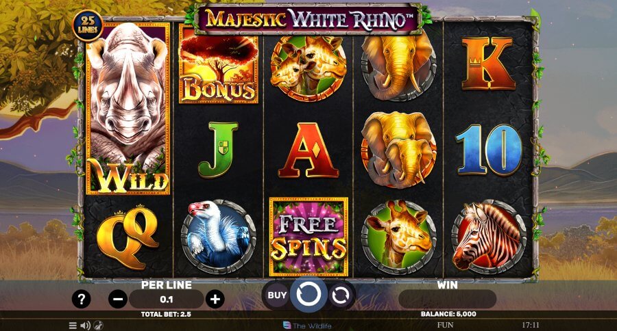 Slot Majestic White Rhino w kasynie RollingSlots