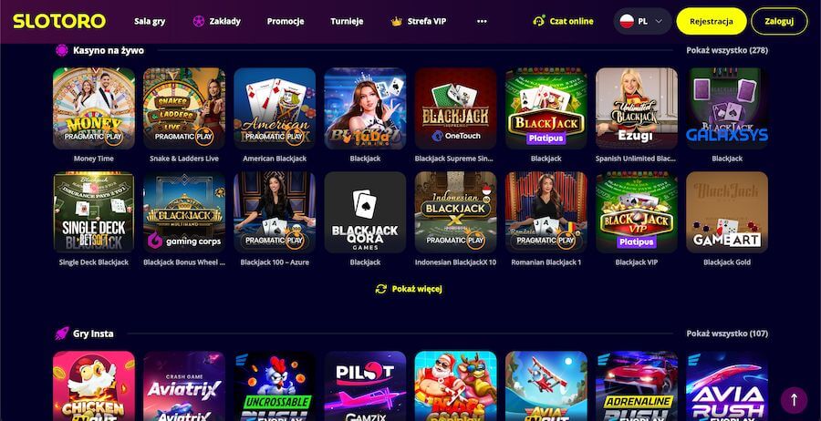 slotoro kasyno nazywo