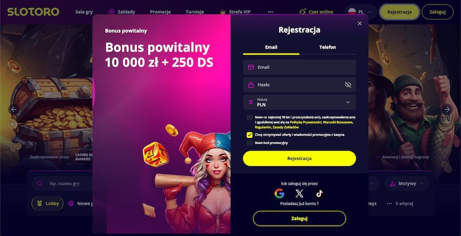 slotoro rejestracja