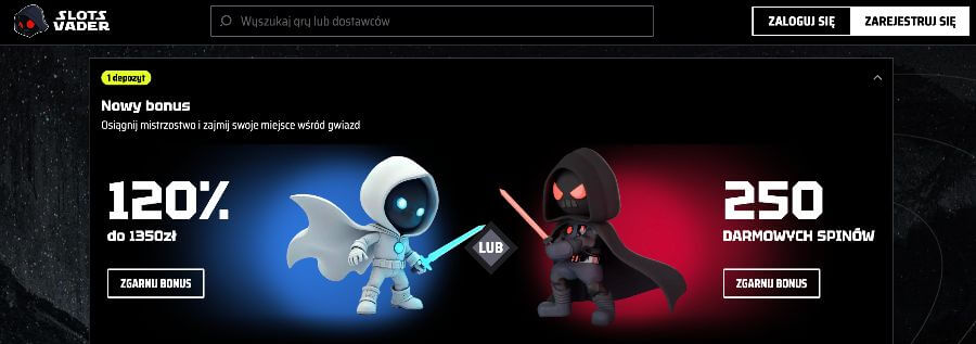 SlotsVader bonus od pierwszej wpłaty