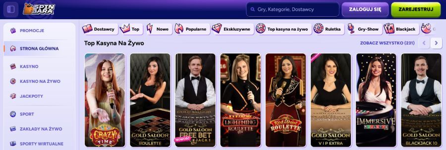 Kasyno na żywo Spinbara