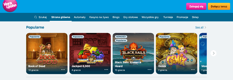 Strona główna kasyna Vera&John