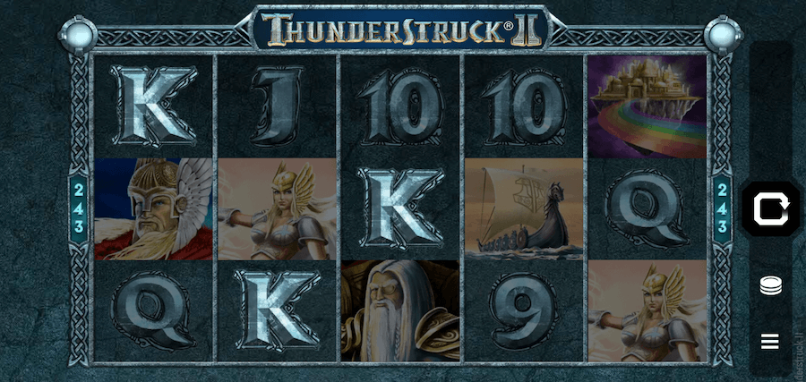 Grafika przedstawia przykładowe ułożenie slotu w Thunderstruck 2.