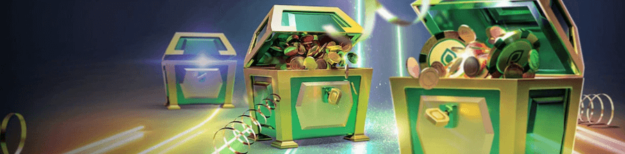 Obrazek przedstawia skrzynie pełne skarbów do zgarnięcia za grę w Lemon Casino