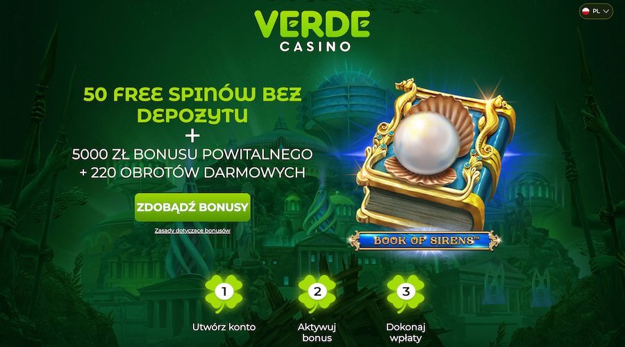 Bonus bez depozytu + bonus powitalny Verde Casino.