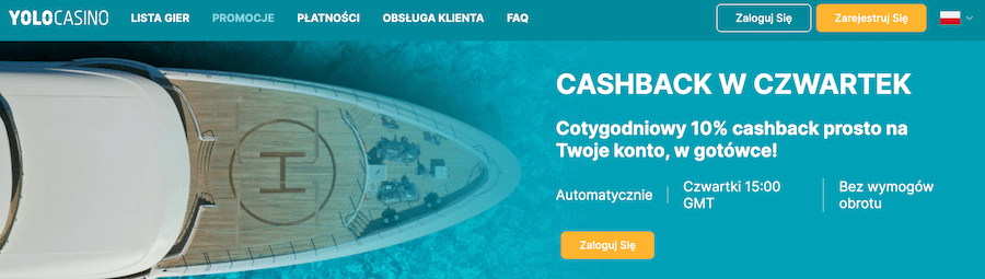 Cashback Bonus w Yolo Casino