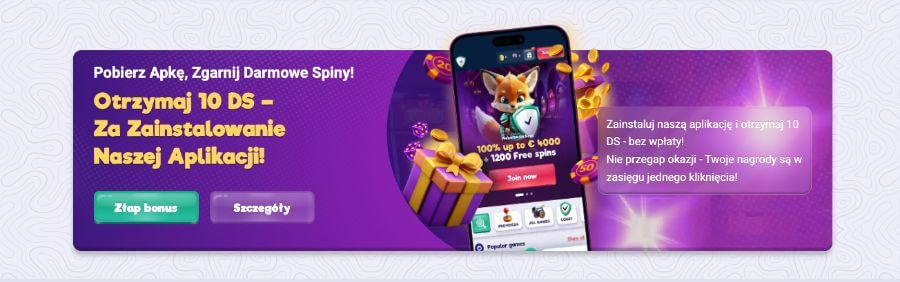 Bonus za zainstalowanie aplikacji Safecasino