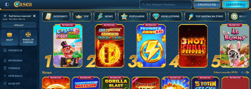 recenzja casea - strona na start