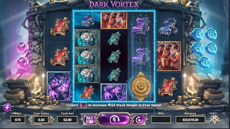 Bębny slotu Dark Vortex.