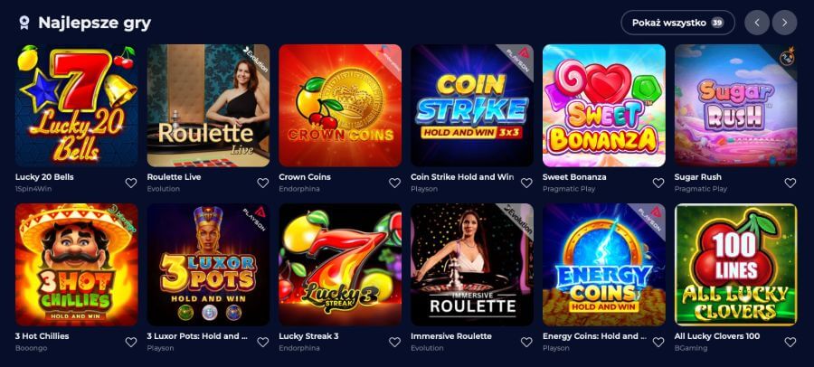Gry w kasynie Nine Casino