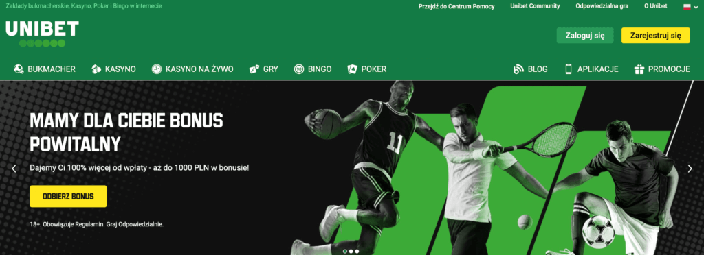 Strona główna kasyna Unibet