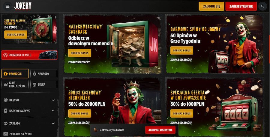 jokery kasyno bonusy kasynowe