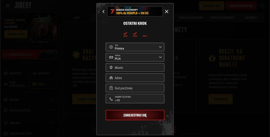 jokery rejestracja
