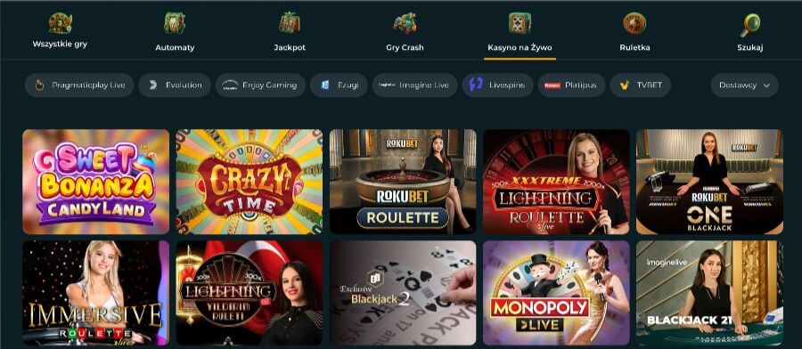 Kasyno na żywo w kasynie Rokubet