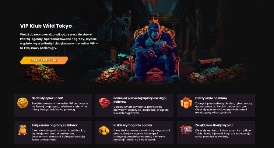 Klub vip w kasynie Wild Tokyo