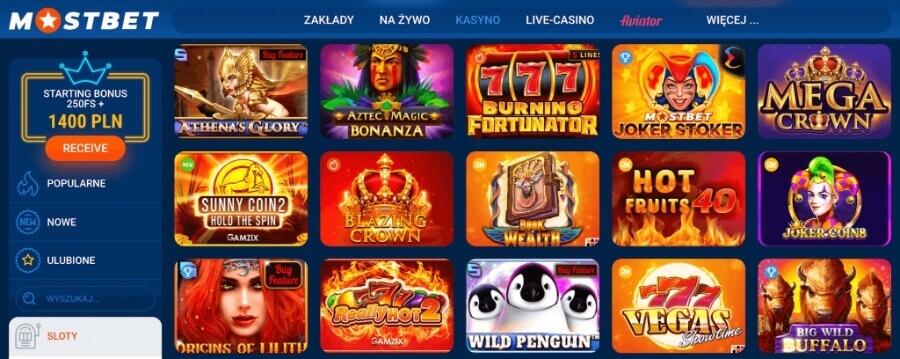 mostbet gry kasynowe
