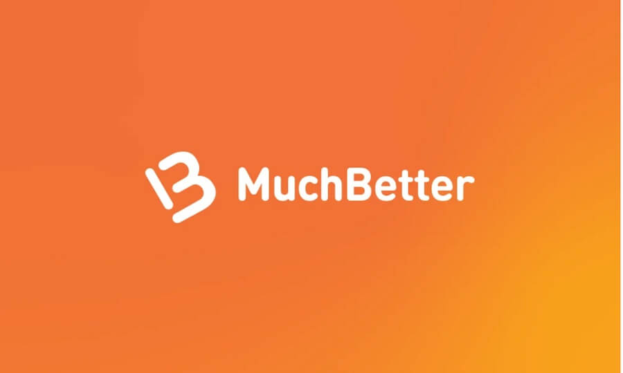 Logo firmy MuchBetter - biały napis na pomarańczowym tle i przechylona literka "B".
