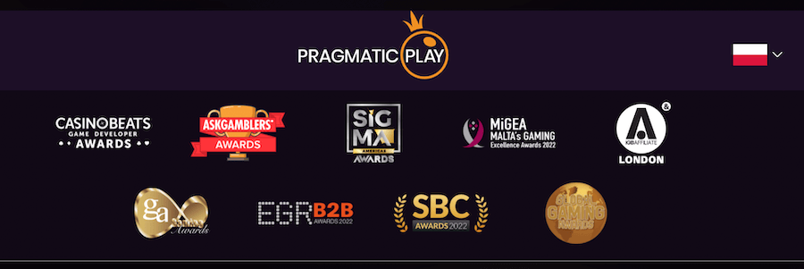 Część nagród otrzymanych przez Pragmatic Play.